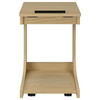 Home & Sleep Outlet - Ralston C-Shaped Lift-Top Sofa Side Table With Casters Light Oak