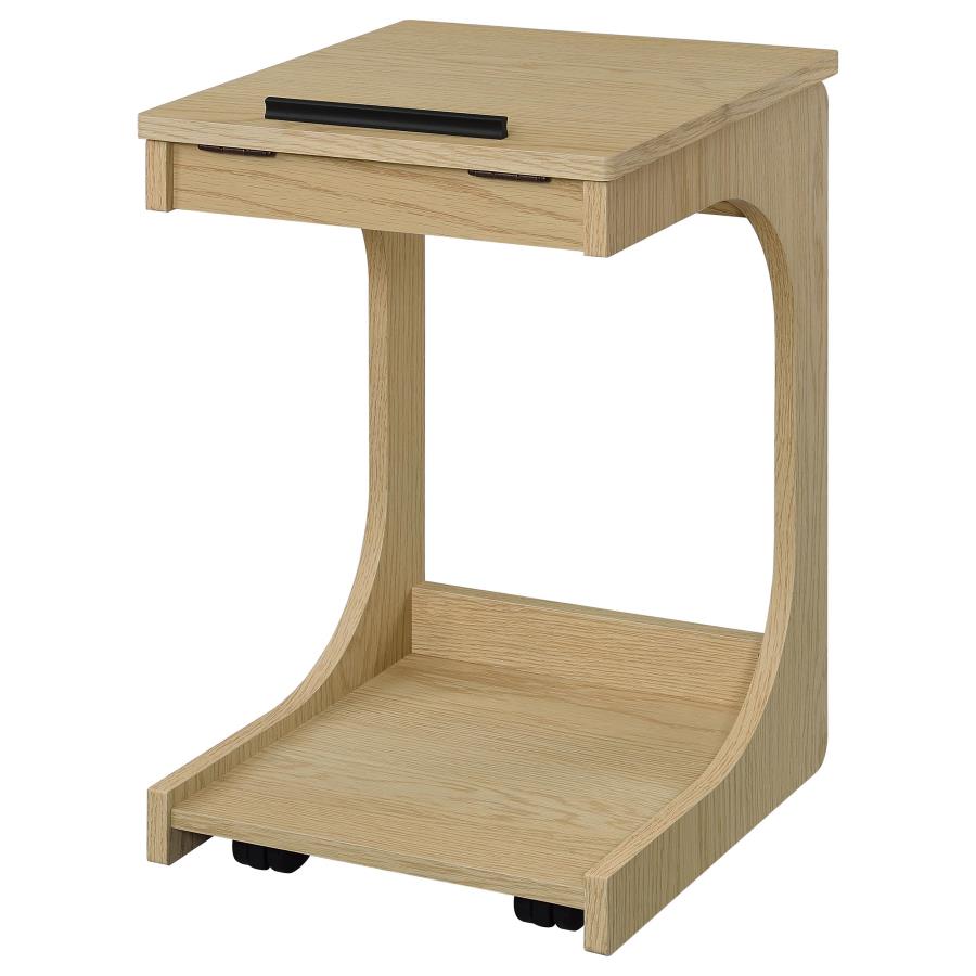 Home & Sleep Outlet - Ralston C-Shaped Lift-Top Sofa Side Table With Casters Light Oak