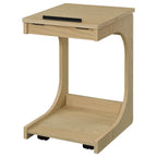Home & Sleep Outlet - Ralston C-Shaped Lift-Top Sofa Side Table With Casters Light Oak