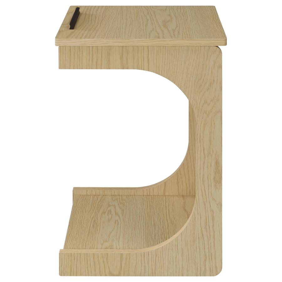 Home & Sleep Outlet - Ralston C-Shaped Lift-Top Sofa Side Table With Casters Light Oak