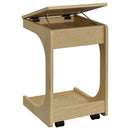 Ralston C-Shaped Lift-Top Sofa Side Table With Casters Light Oak