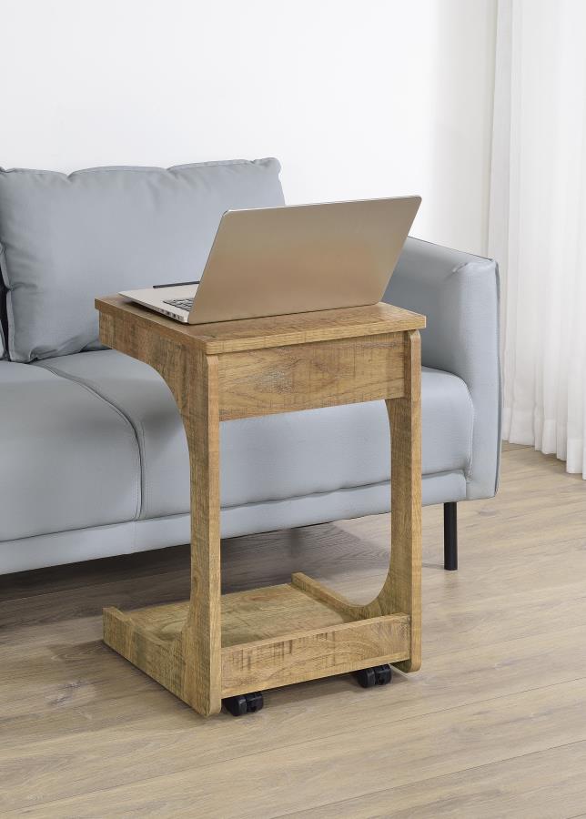 Home & Sleep Outlet - Ralston C-Shaped Lift-Top Sofa Side Table With Casters Mango