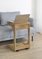 Home & Sleep Outlet - Ralston C-Shaped Lift-Top Sofa Side Table With Casters Mango