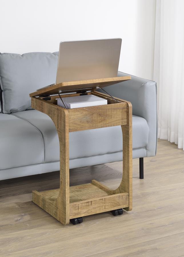 Home & Sleep Outlet - Ralston C-Shaped Lift-Top Sofa Side Table With Casters Mango