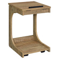 Home & Sleep Outlet - Ralston C-Shaped Lift-Top Sofa Side Table With Casters Mango
