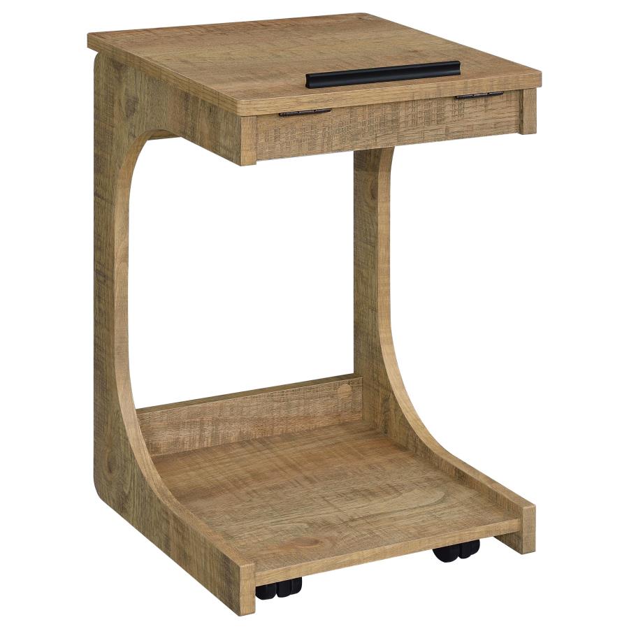 Home & Sleep Outlet - Ralston C-Shaped Lift-Top Sofa Side Table With Casters Mango
