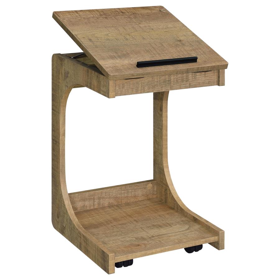 Home & Sleep Outlet - Ralston C-Shaped Lift-Top Sofa Side Table With Casters Mango