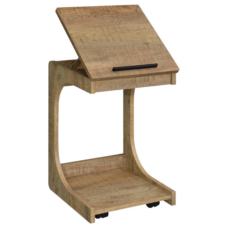 Home & Sleep Outlet - Ralston C-Shaped Lift-Top Sofa Side Table With Casters Mango