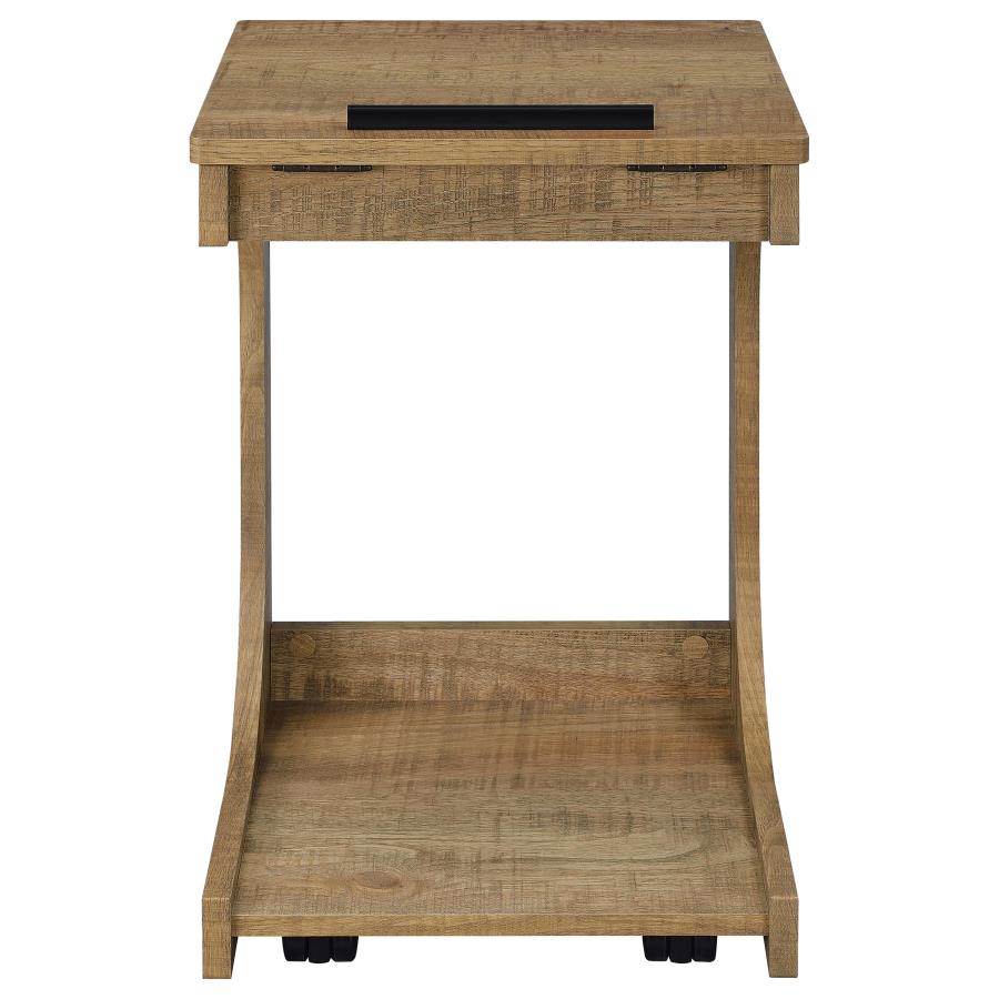 Home & Sleep Outlet - Ralston C-Shaped Lift-Top Sofa Side Table With Casters Mango