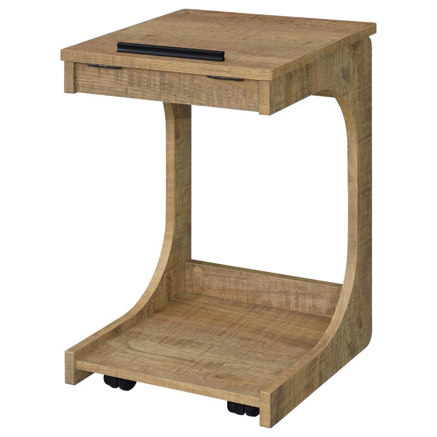 Home & Sleep Outlet - Ralston C-Shaped Lift-Top Sofa Side Table With Casters Mango