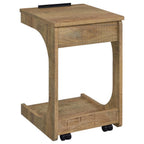 Home & Sleep Outlet - Ralston C-Shaped Lift-Top Sofa Side Table With Casters Mango