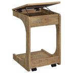 Home & Sleep Outlet - Ralston C-Shaped Lift-Top Sofa Side Table With Casters Mango