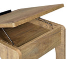 Home & Sleep Outlet - Ralston C-Shaped Lift-Top Sofa Side Table With Casters Mango