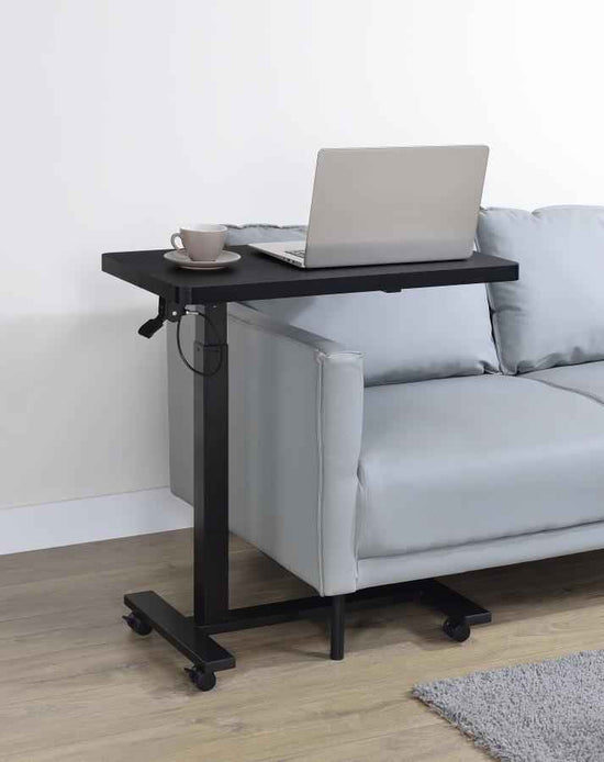Westpark Pneumatic Adjustable C-Shape Side Table with Casters Black