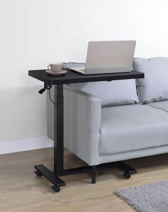Home & Sleep Outlet - Westpark Pneumatic Adjustable C-Shape Side Table with Casters Black