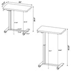 Home & Sleep Outlet - Westpark Pneumatic Adjustable C-Shape Side Table with Casters Black