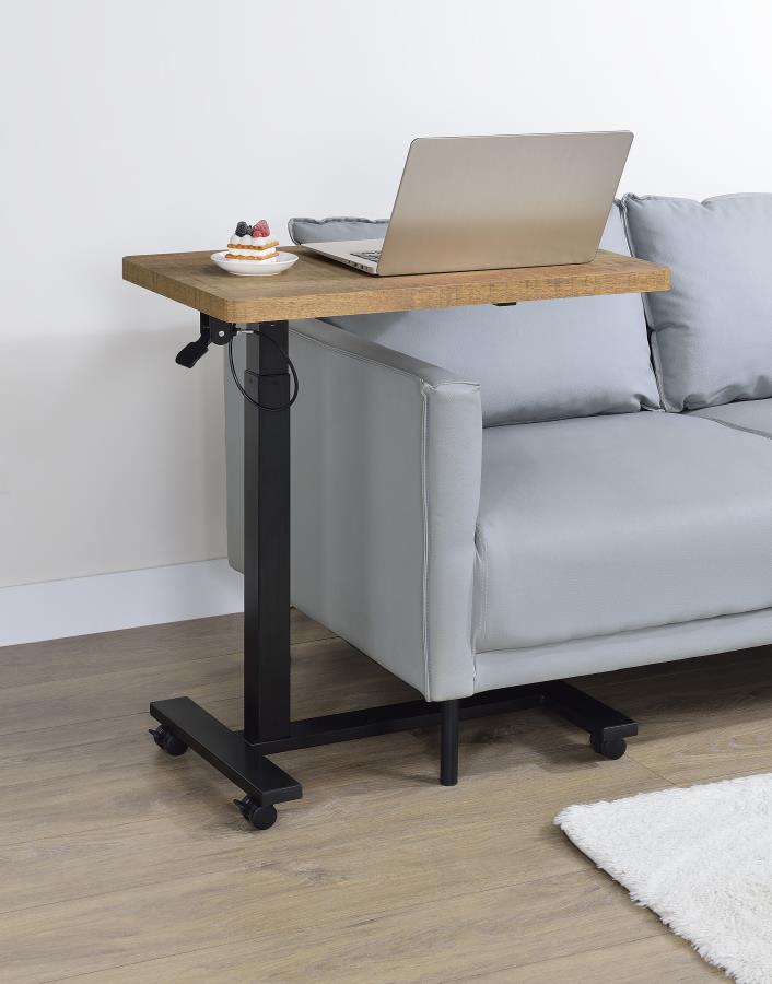 Home & Sleep Outlet - Westpark Pneumatic Adjustable C-Shape Side Table with Casters Mango