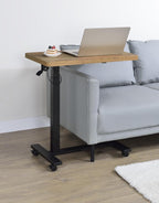 Home & Sleep Outlet - Westpark Pneumatic Adjustable C-Shape Side Table with Casters Mango