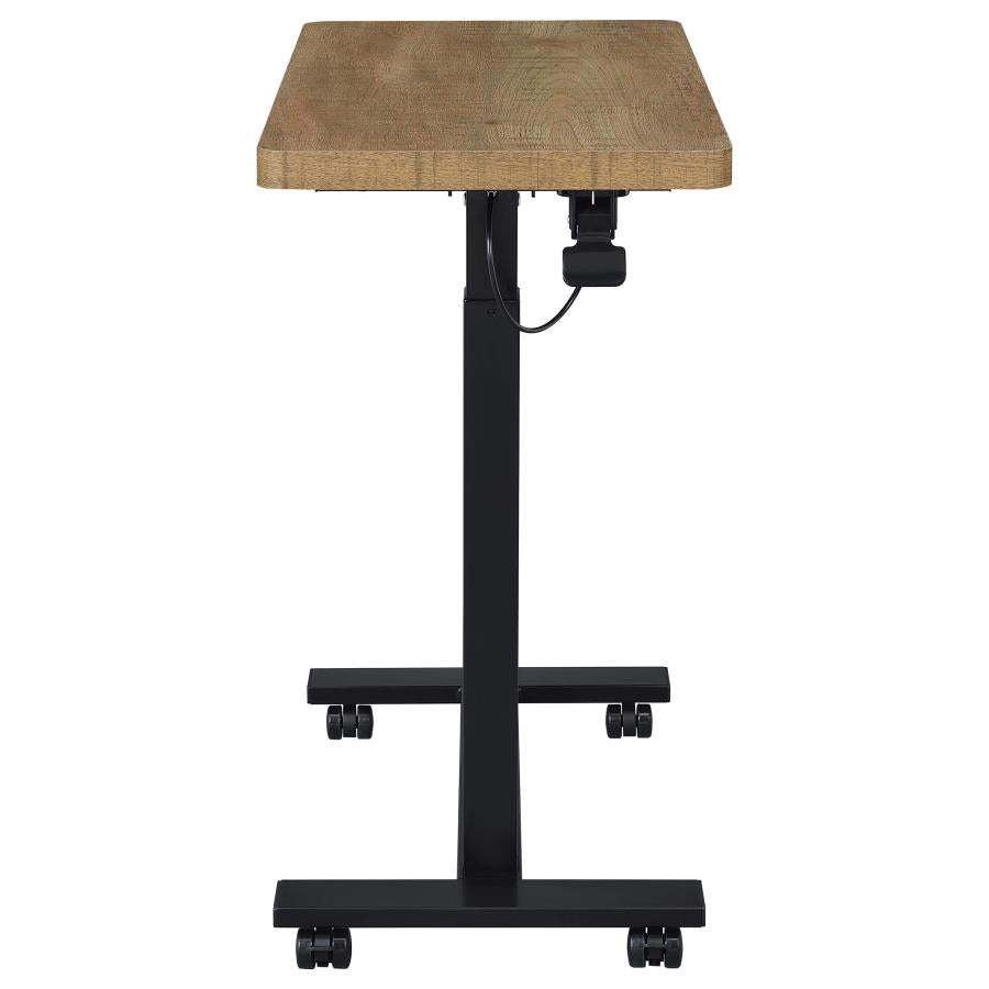 Home & Sleep Outlet - Westpark Pneumatic Adjustable C-Shape Side Table with Casters Mango