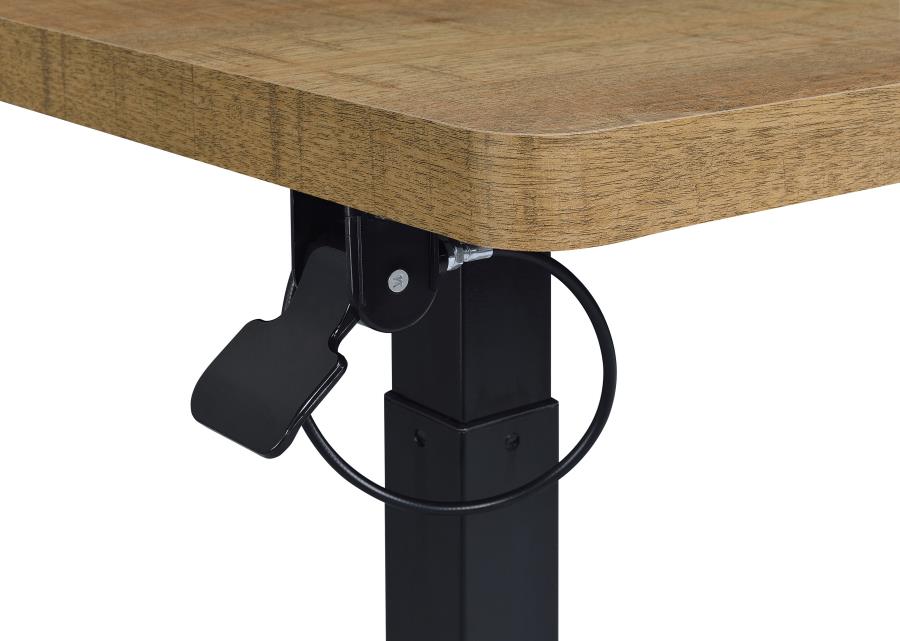 Home & Sleep Outlet - Westpark Pneumatic Adjustable C-Shape Side Table with Casters Mango