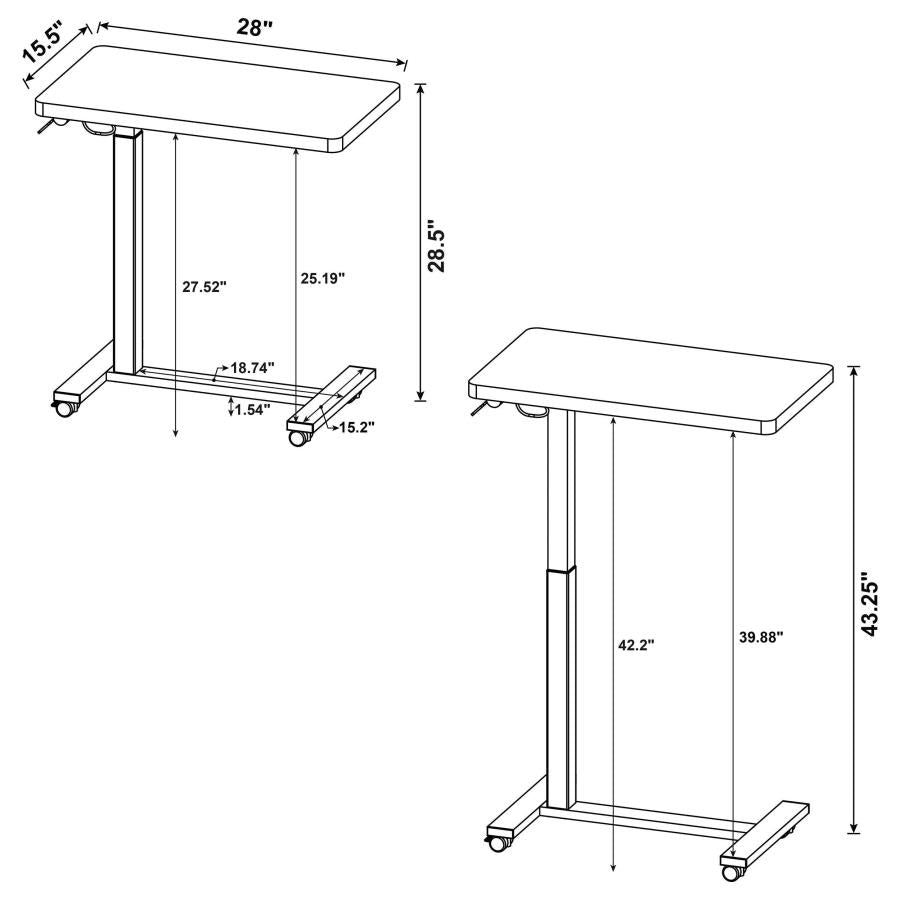 Home & Sleep Outlet - Westpark Pneumatic Adjustable C-Shape Side Table with Casters Mango