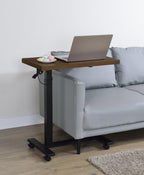 Home & Sleep Outlet - Westpark Pneumatic Adjustable C-Shape Side Table with Casters Dark Pine