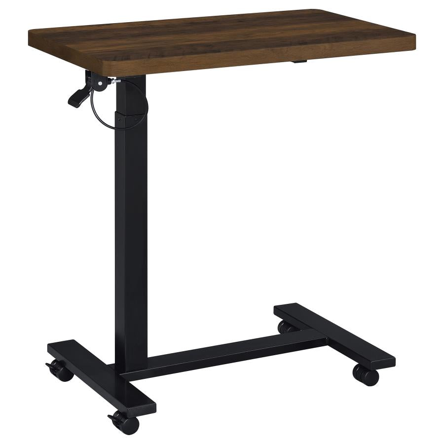 Home & Sleep Outlet - Westpark Pneumatic Adjustable C-Shape Side Table with Casters Dark Pine