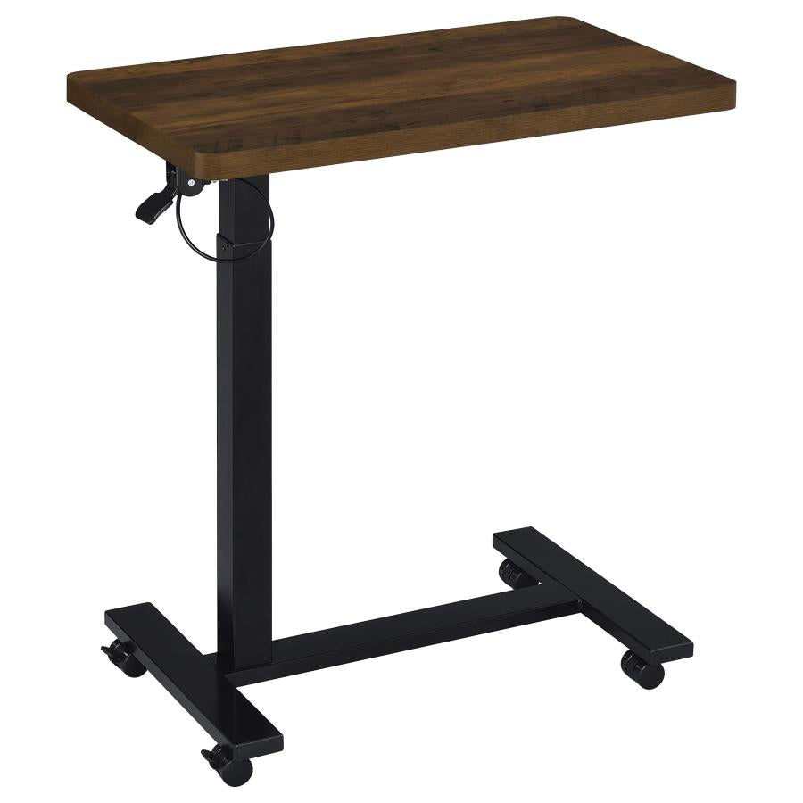Home & Sleep Outlet - Westpark Pneumatic Adjustable C-Shape Side Table with Casters Dark Pine