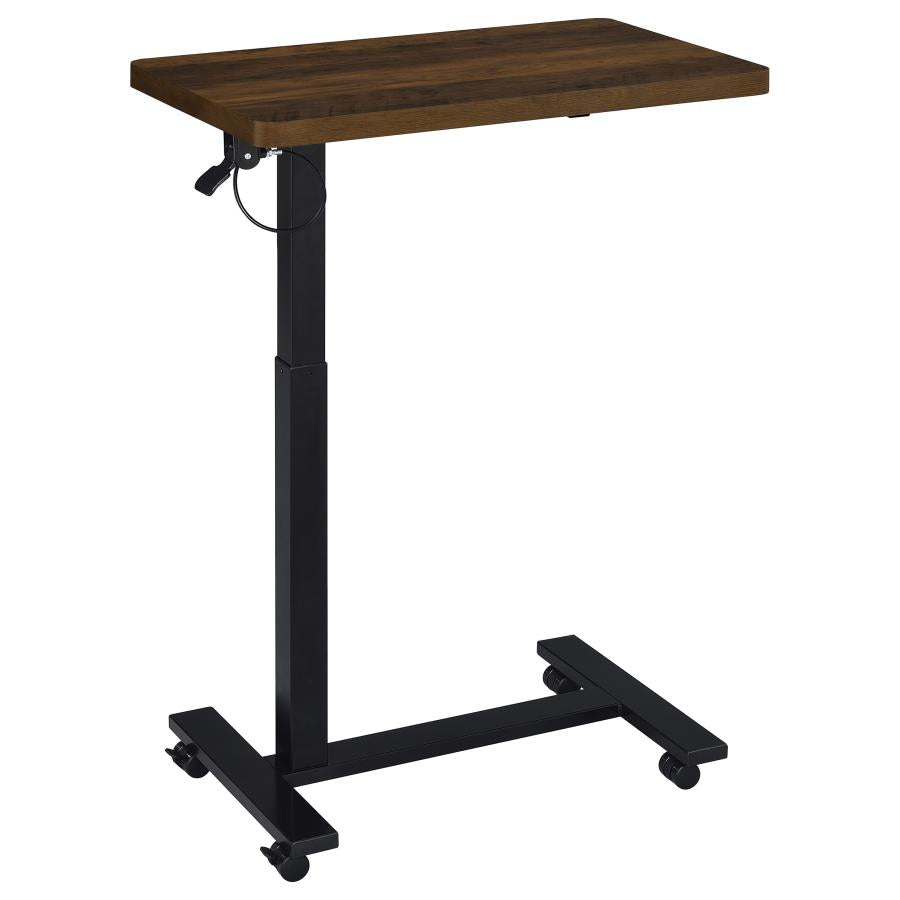 Home & Sleep Outlet - Westpark Pneumatic Adjustable C-Shape Side Table with Casters Dark Pine