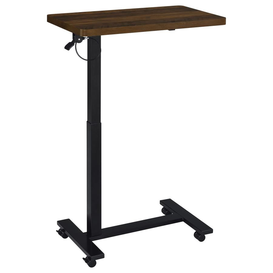 Home & Sleep Outlet - Westpark Pneumatic Adjustable C-Shape Side Table with Casters Dark Pine