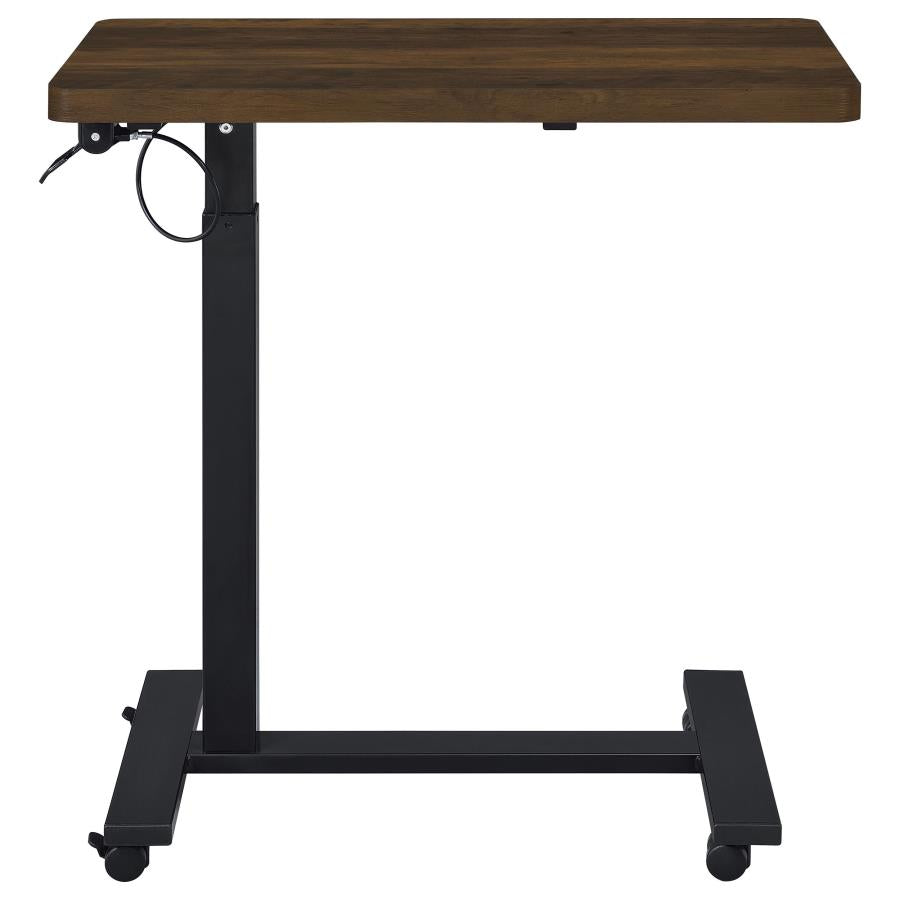 Home & Sleep Outlet - Westpark Pneumatic Adjustable C-Shape Side Table with Casters Dark Pine