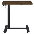 Home & Sleep Outlet - Westpark Pneumatic Adjustable C-Shape Side Table with Casters Dark Pine
