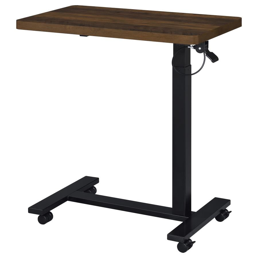 Home & Sleep Outlet - Westpark Pneumatic Adjustable C-Shape Side Table with Casters Dark Pine