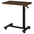 Home & Sleep Outlet - Westpark Pneumatic Adjustable C-Shape Side Table with Casters Dark Pine