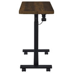 Home & Sleep Outlet - Westpark Pneumatic Adjustable C-Shape Side Table with Casters Dark Pine