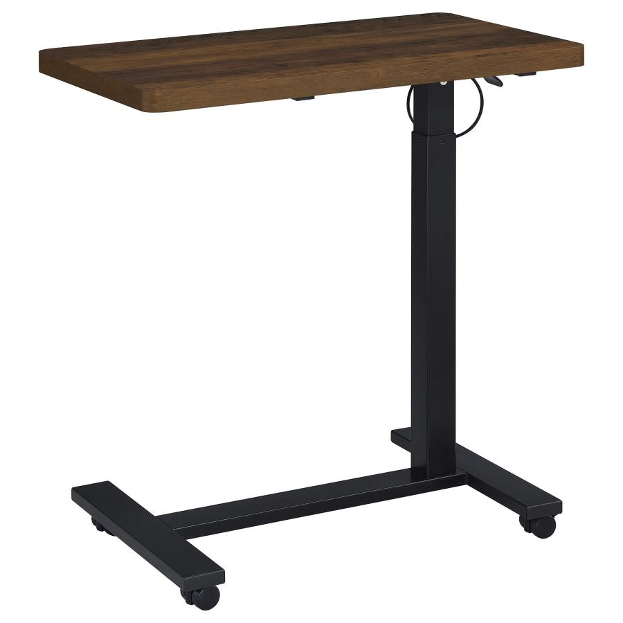 Home & Sleep Outlet - Westpark Pneumatic Adjustable C-Shape Side Table with Casters Dark Pine