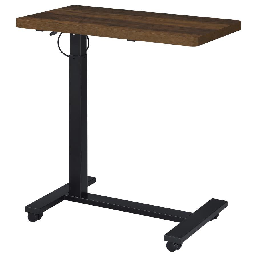Home & Sleep Outlet - Westpark Pneumatic Adjustable C-Shape Side Table with Casters Dark Pine