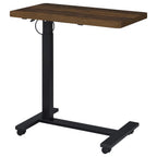 Home & Sleep Outlet - Westpark Pneumatic Adjustable C-Shape Side Table with Casters Dark Pine