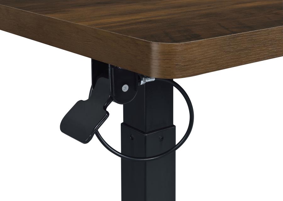 Home & Sleep Outlet - Westpark Pneumatic Adjustable C-Shape Side Table with Casters Dark Pine