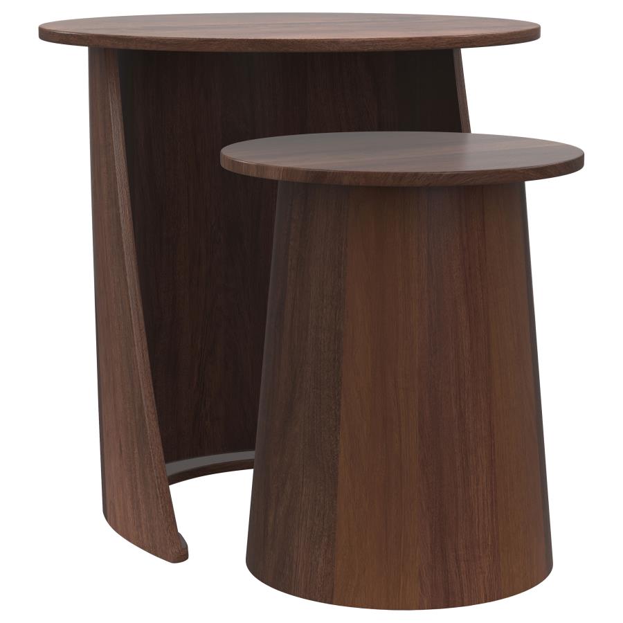 Home & Sleep Outlet - Yency 2-piece Round Mango Wood Nesting Table Set Dark Brown Mango