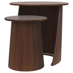 Home & Sleep Outlet - Yency 2-piece Round Mango Wood Nesting Table Set Dark Brown Mango