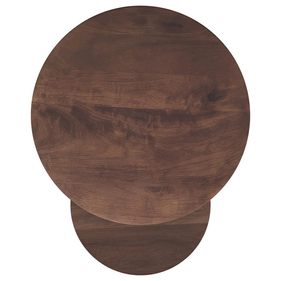 Home & Sleep Outlet - Yency 2-piece Round Mango Wood Nesting Table Set Dark Brown Mango