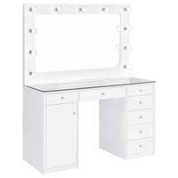 Acena 7-drawer Vanity Set with Lighting White High Gloss