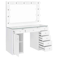 Acena 7-drawer Vanity Set with Lighting White High Gloss