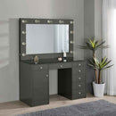 Acena 7-drawer Vanity Set with Lighting Grey High Gloss