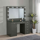 Acena 7-drawer Vanity Set with Lighting Grey High Gloss