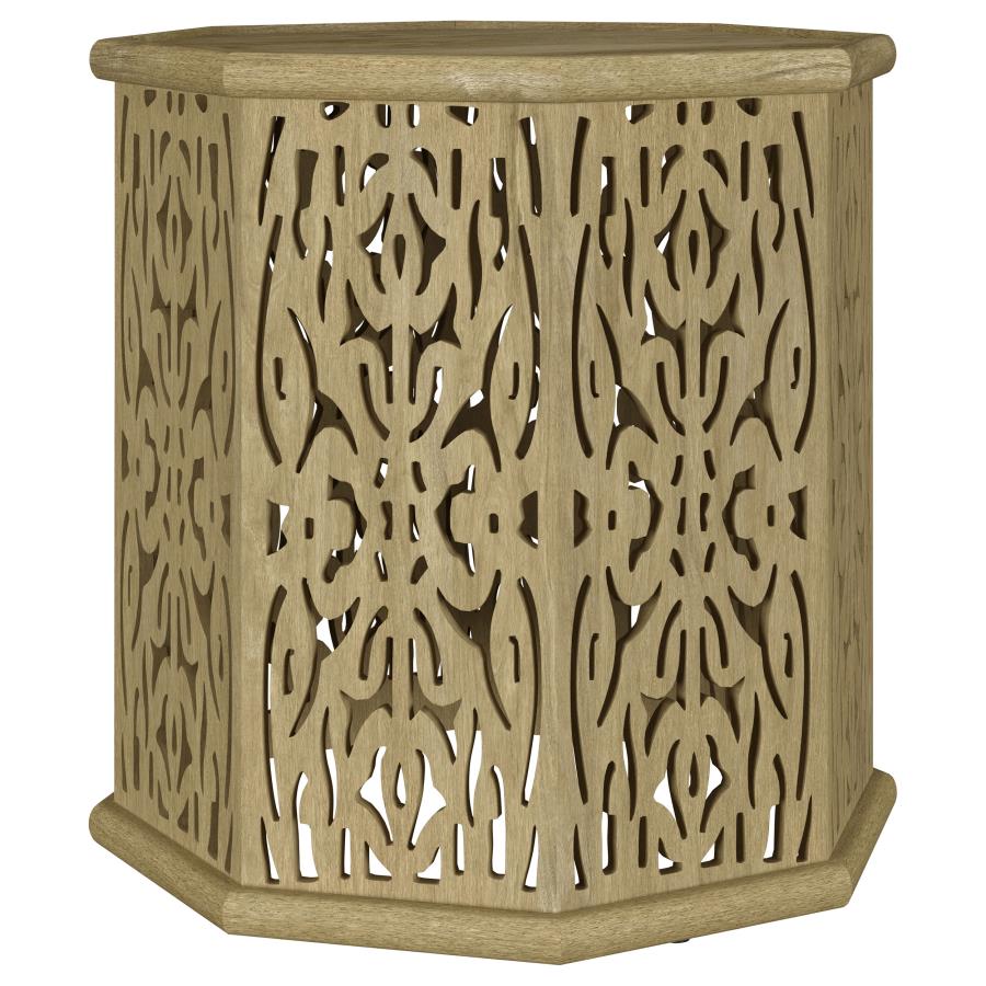 Home & Sleep Outlet - Torres Octagonal Solid Mango Wood Side Table Natural Brown