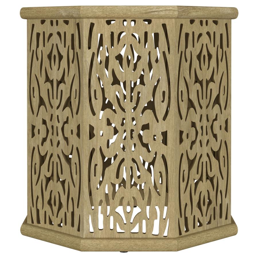 Home & Sleep Outlet - Torres Octagonal Solid Mango Wood Side Table Natural Brown