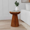 Aureo Round Solid Wood Accent Side Table Wild Honey