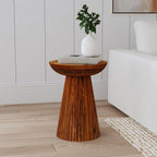 Home & Sleep Outlet - Aureo Round Solid Wood Accent Side Table Wild Honey